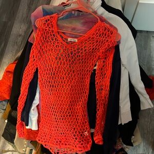 Coral fishnet dress